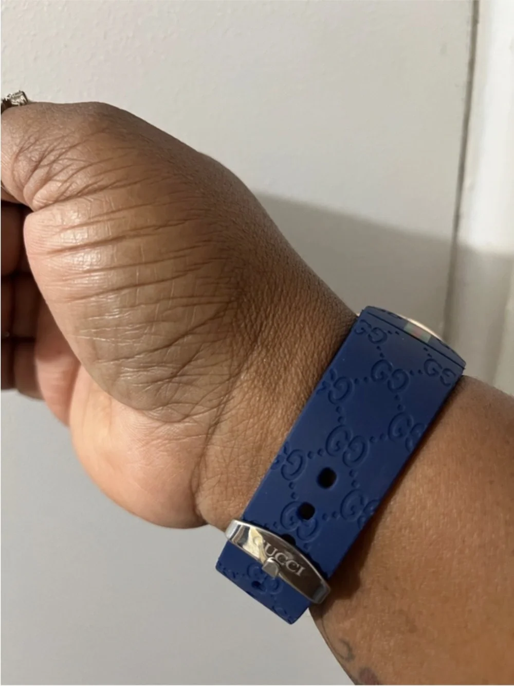 Fashion Blue Silicone Strap Rose Gold-Tone Watch